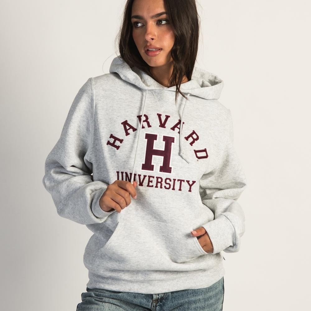 Russell Athletic Harvard University Hoodie Sweatshirt Grey Maroon - Size Medium